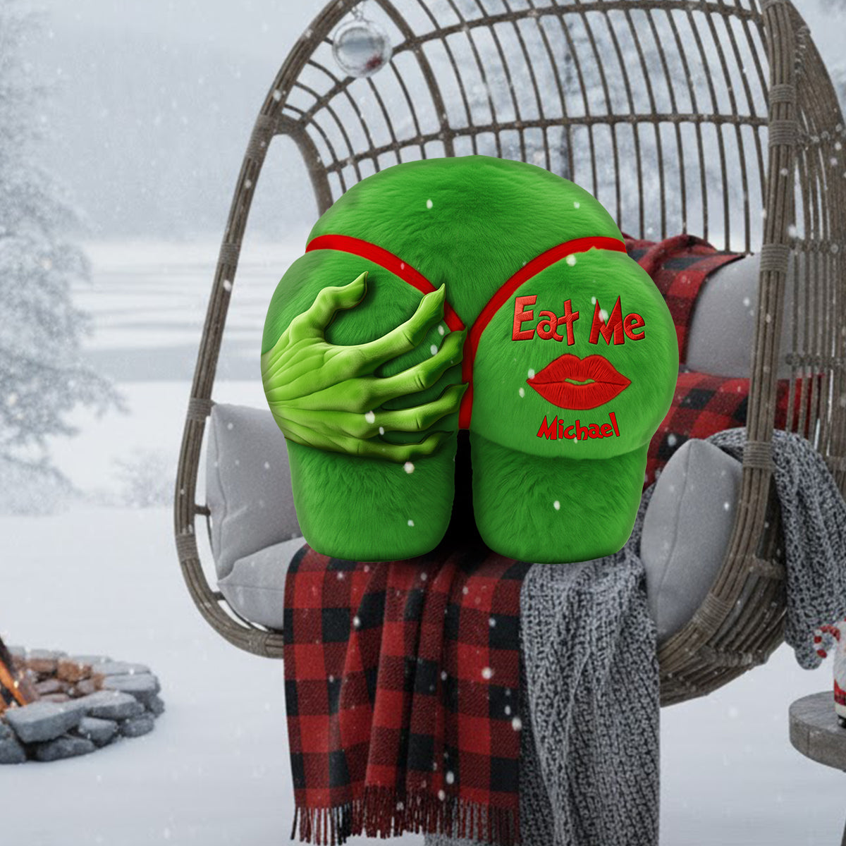 Funny Personalized Faux Fur Pillow Unique Christmas Gift for Couple Faux Fur Shaped Pillow GradoCreations