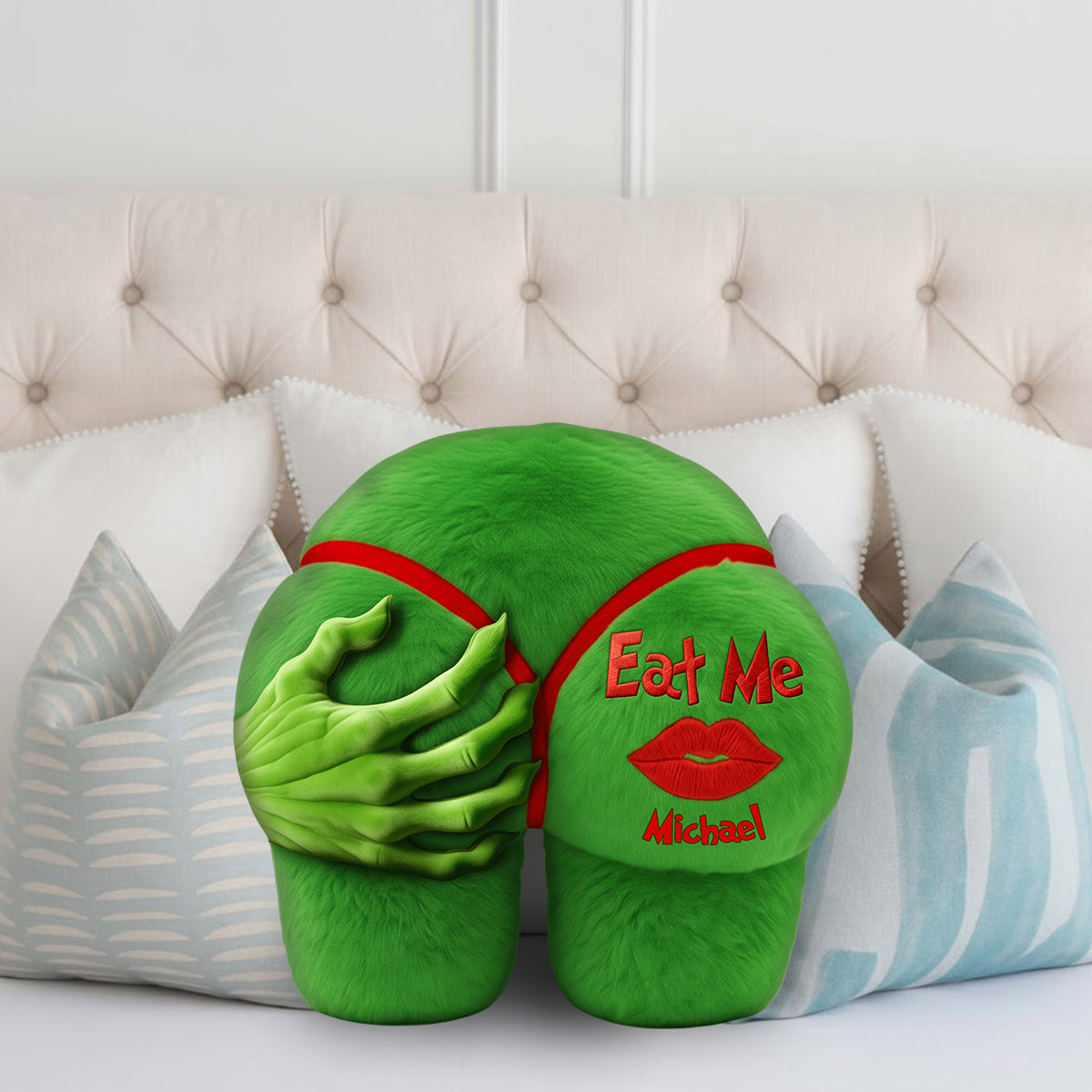 Funny Personalized Faux Fur Pillow Unique Christmas Gift for Couple Faux Fur Shaped Pillow GradoCreations