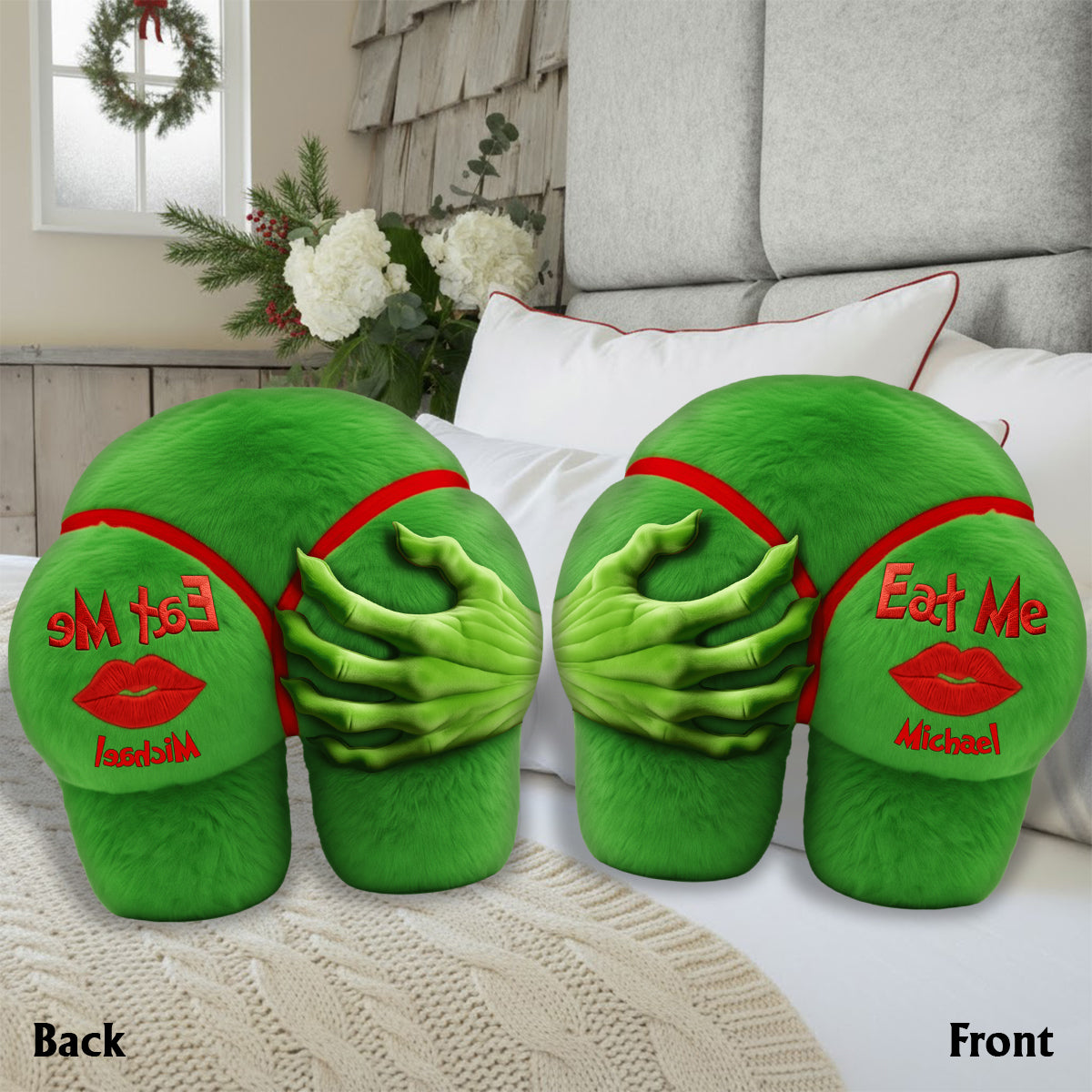 Funny Personalized Faux Fur Pillow Unique Christmas Gift for Couple Faux Fur Shaped Pillow GradoCreations