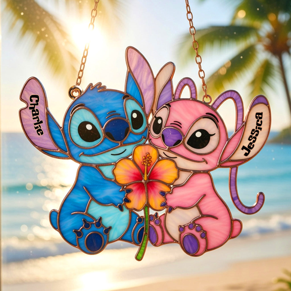 Personalized 3D Printed Glass Suncatcher Ohana Theme Gift 3D Printed Glass Suncatcher GradoCreations
