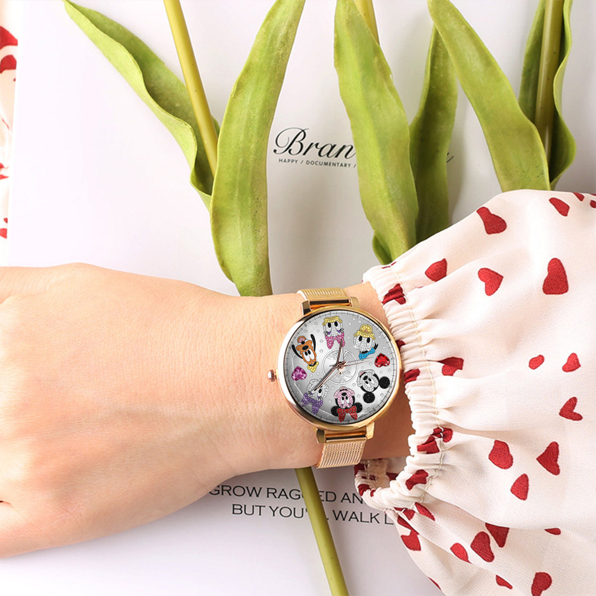 Personalized Disney Characters Women Hand Watch Custom Name Gift Women Hand Watch GradoCreations