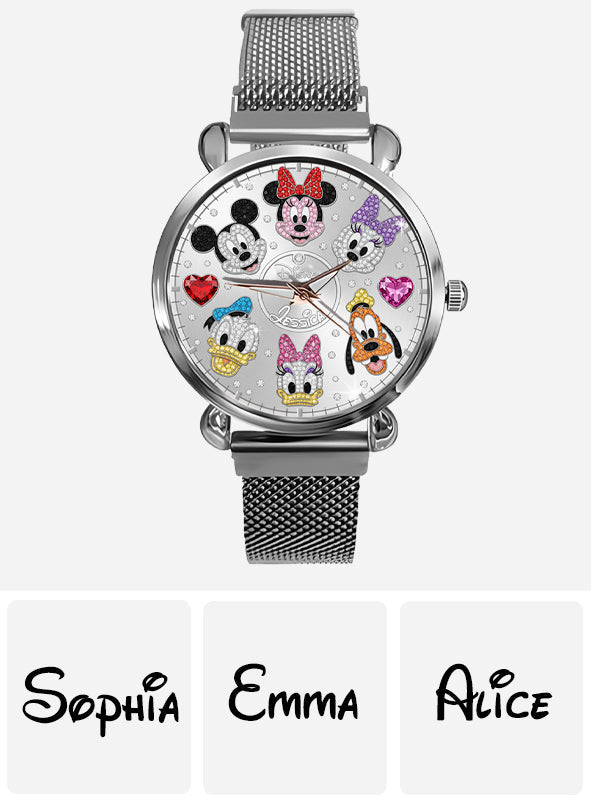 Personalized Disney Characters Women Hand Watch Custom Name Gift Women Hand Watch GradoCreations