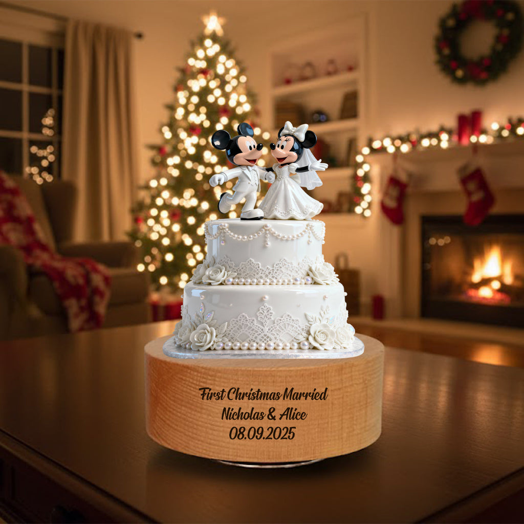 Personalized Rotating Music Plaque First Christmas Married Gift for Couple Rotating Music Plaque GradoCreations
