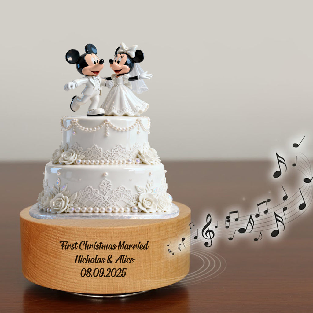 Personalized Rotating Music Plaque First Christmas Married Gift for Couple Rotating Music Plaque GradoCreations