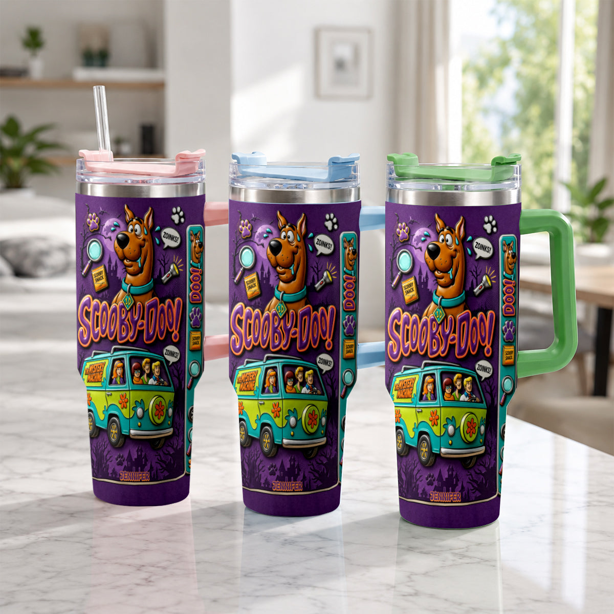 Personalized Scooby-Doo Tumbler with Handle - Halloween Gift for Movie Fans Tumbler GradoCreations