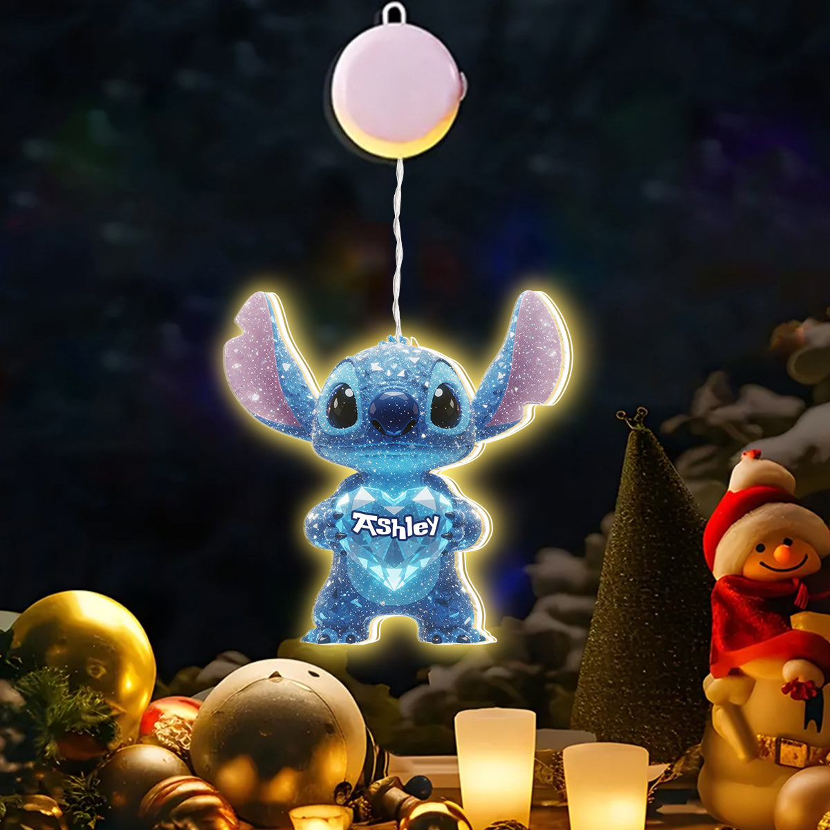 Personalized LED Light Ornament 3D Effect Gift for Family LED Light Ornament GradoCreations