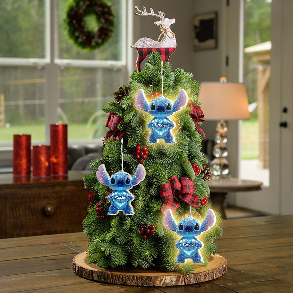 Personalized LED Light Ornament 3D Effect Gift for Family LED Light Ornament GradoCreations