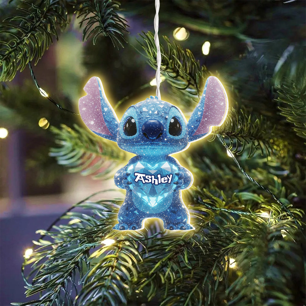 Personalized LED Light Ornament 3D Effect Gift for Family LED Light Ornament GradoCreations