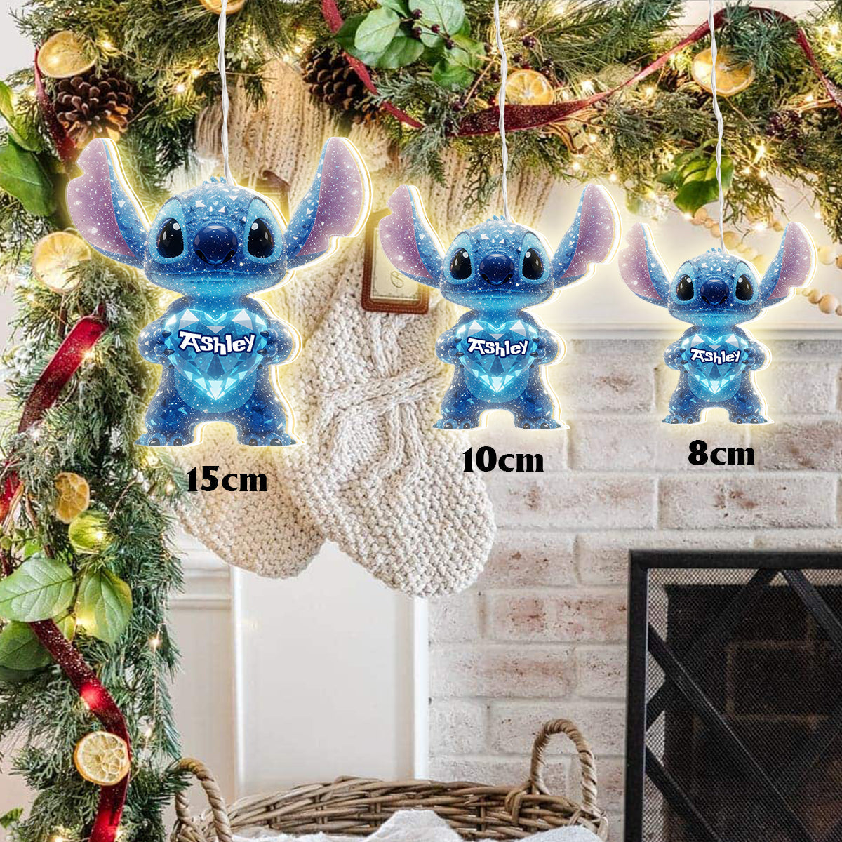 Personalized LED Light Ornament 3D Effect Gift for Family LED Light Ornament GradoCreations