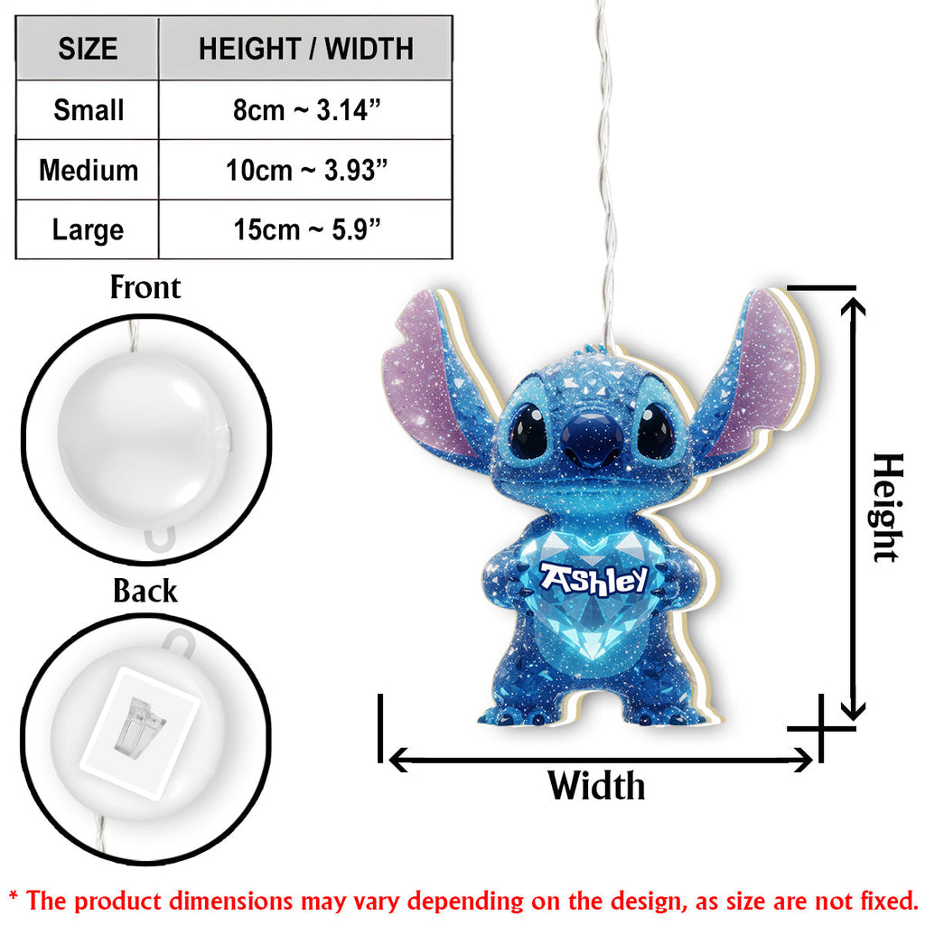 Personalized LED Light Ornament 3D Effect Gift for Family LED Light Ornament GradoCreations