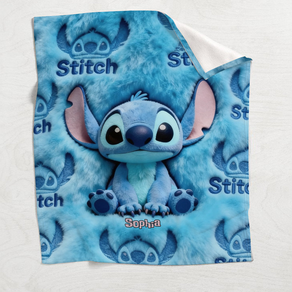 Personalized Stitch Blanket Custom Name Soft Flannel Gift Blanket GradoCreations