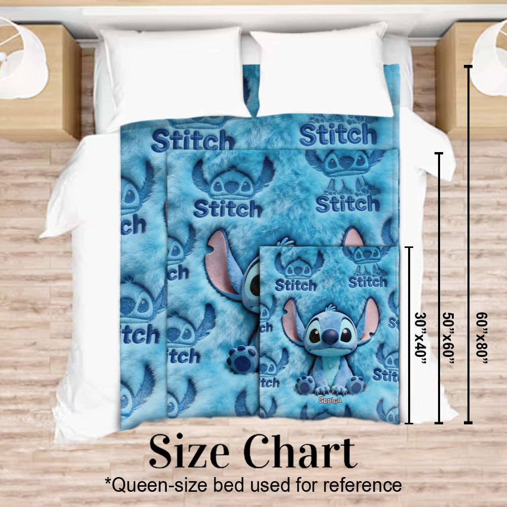 Personalized Stitch Blanket Custom Name Soft Flannel Gift Blanket GradoCreations