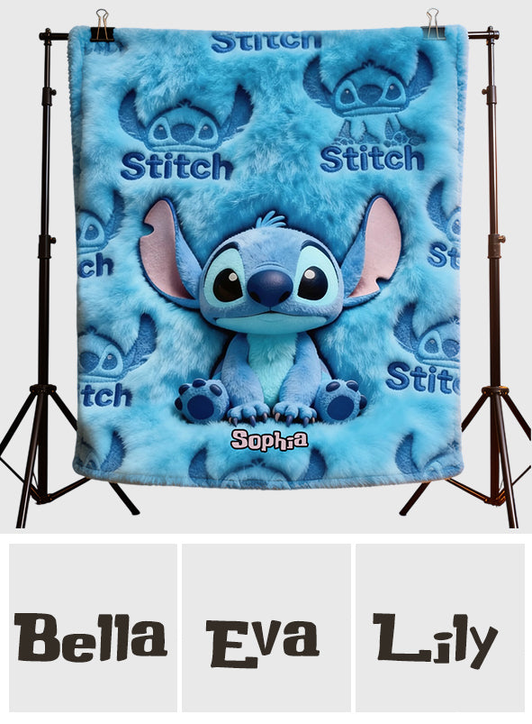 Personalized Stitch Blanket Custom Name Soft Flannel Gift Blanket GradoCreations
