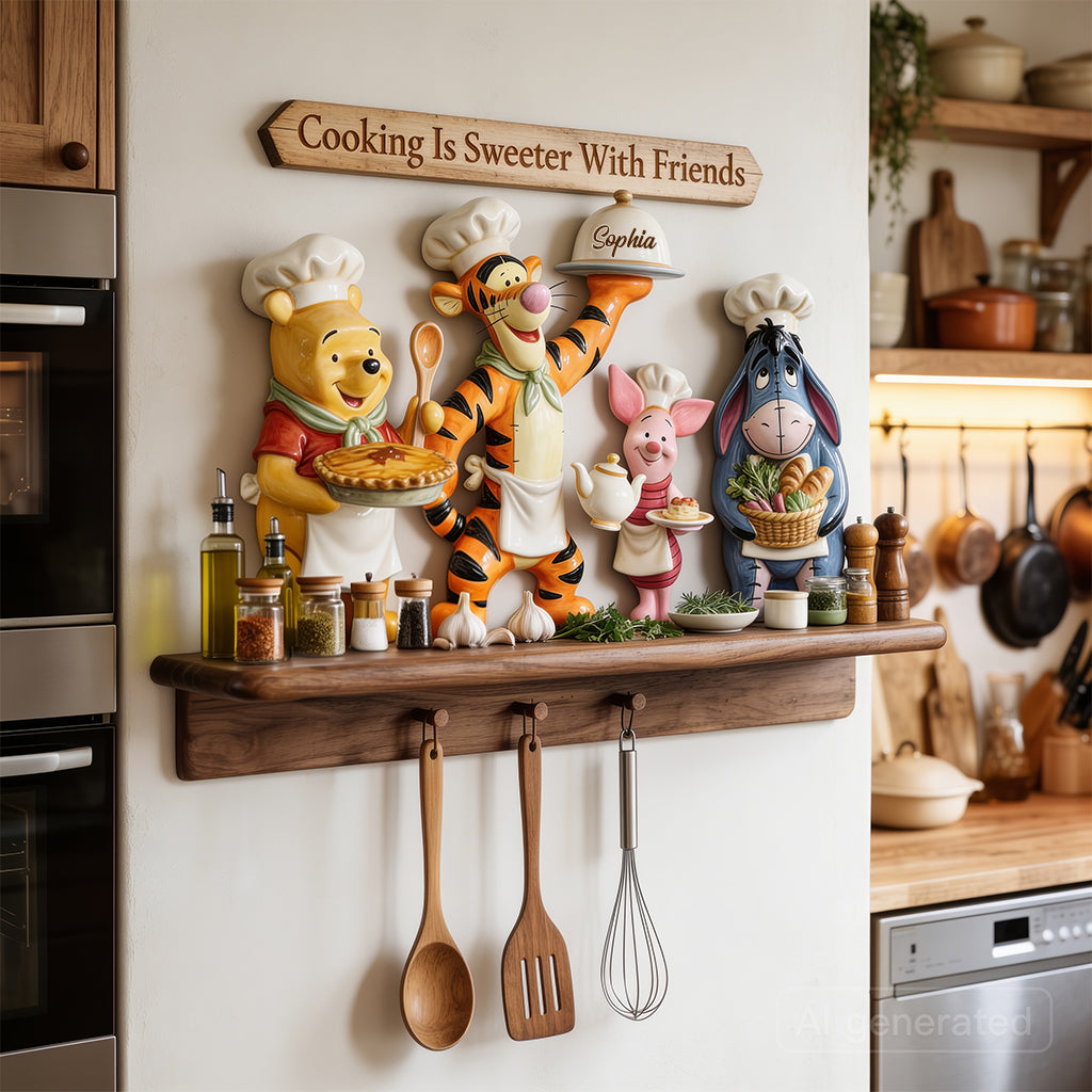 Personalized Yellow Bear Wooden Floating Shelf Gift for Kids Wooden Floating Shelf GradoCreations