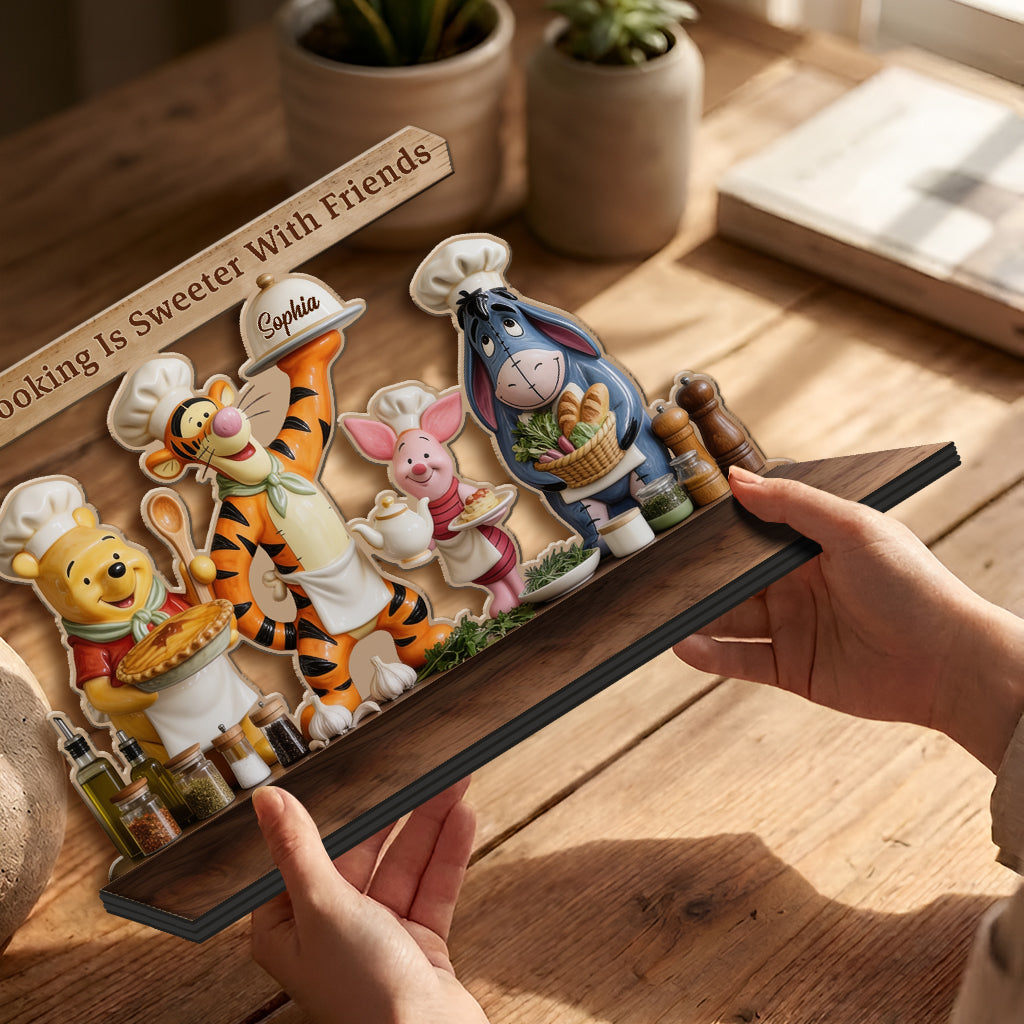 Personalized Yellow Bear Wooden Floating Shelf Gift for Kids Wooden Floating Shelf GradoCreations