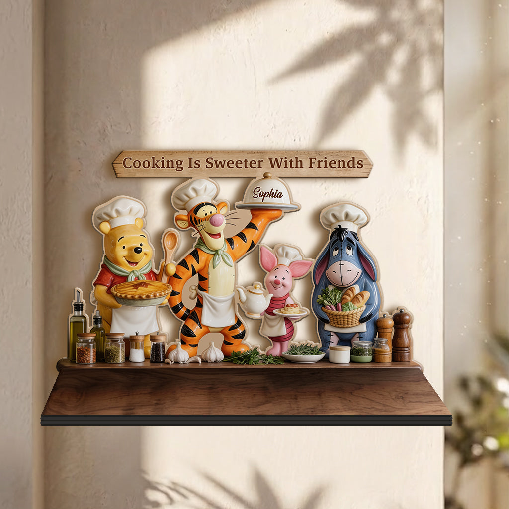 Personalized Yellow Bear Wooden Floating Shelf Gift for Kids Wooden Floating Shelf GradoCreations