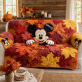 Personalized Mickey Mouse Quilted Sofa Cover Autumn Leaves Gift for Kids Quilted Sofa/Couch Cover GradoCreations