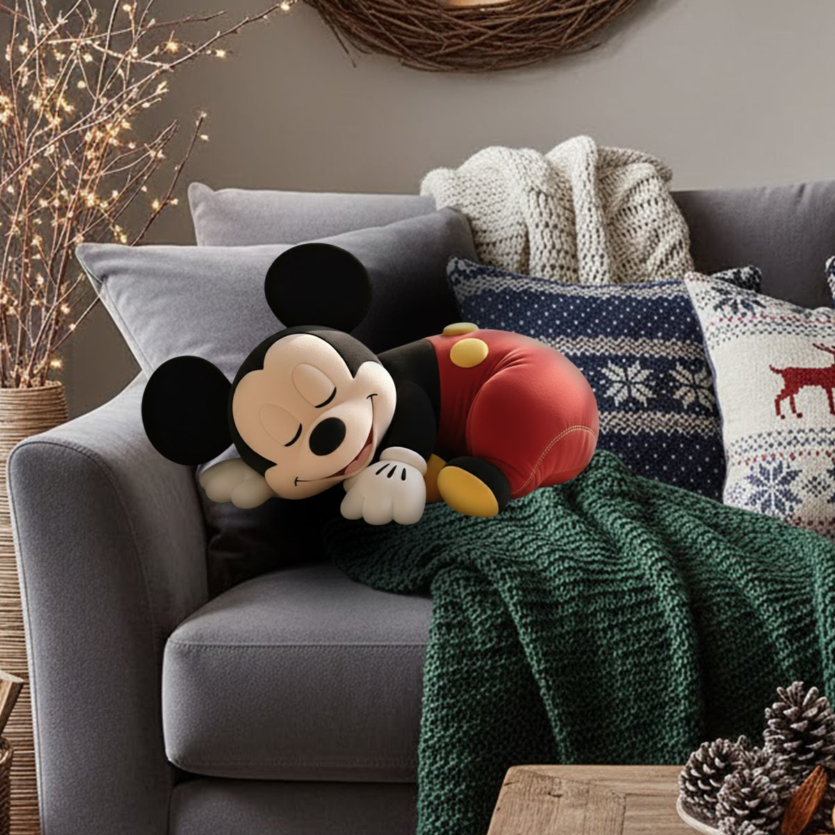Custom Mickey Mouse Faux Fur Shaped Pillow Personalized Gift for Kids Faux Fur Shaped Pillow GradoCreations
