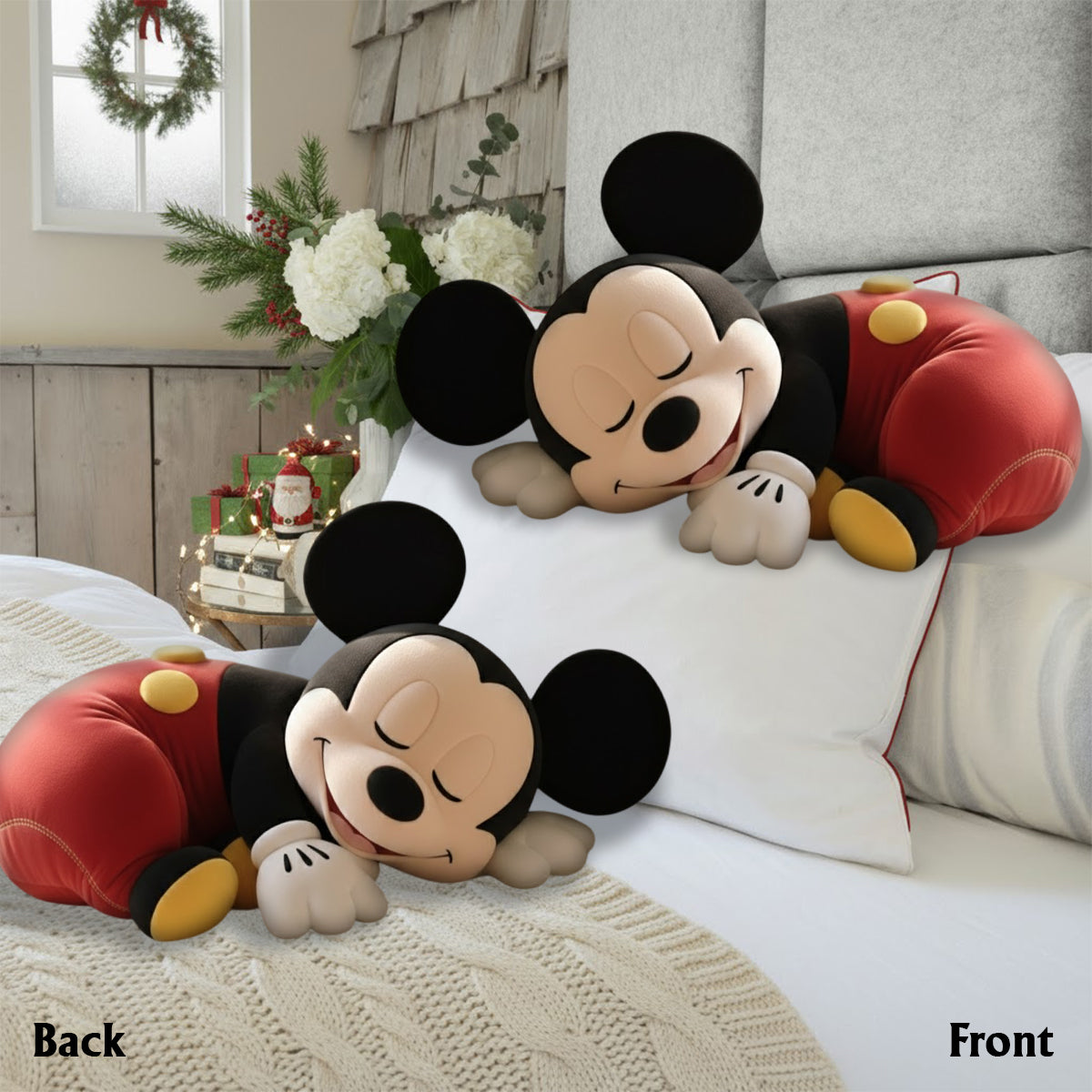 Custom Mickey Mouse Faux Fur Shaped Pillow Personalized Gift for Kids Faux Fur Shaped Pillow GradoCreations