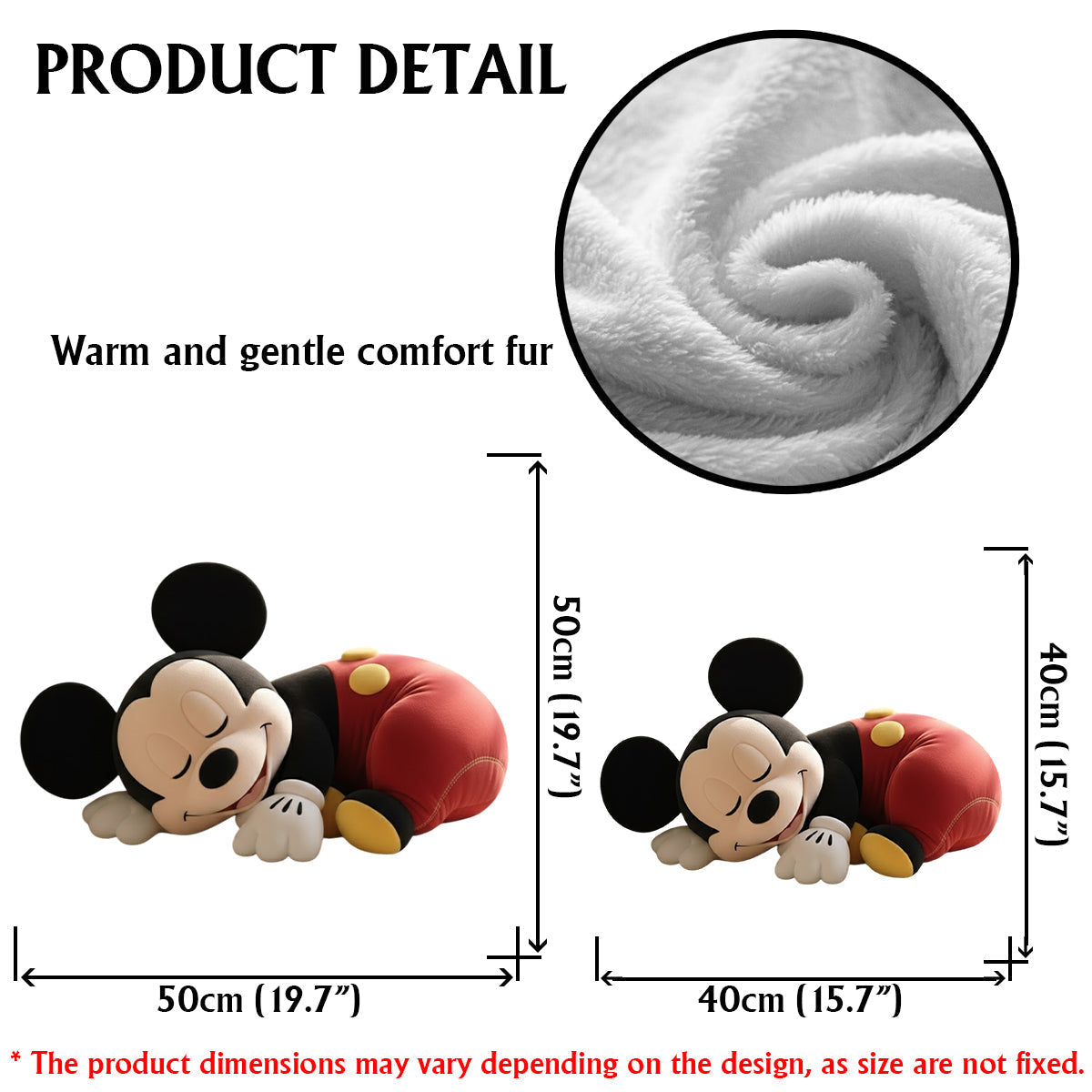 Custom Mickey Mouse Faux Fur Shaped Pillow Personalized Gift for Kids Faux Fur Shaped Pillow GradoCreations