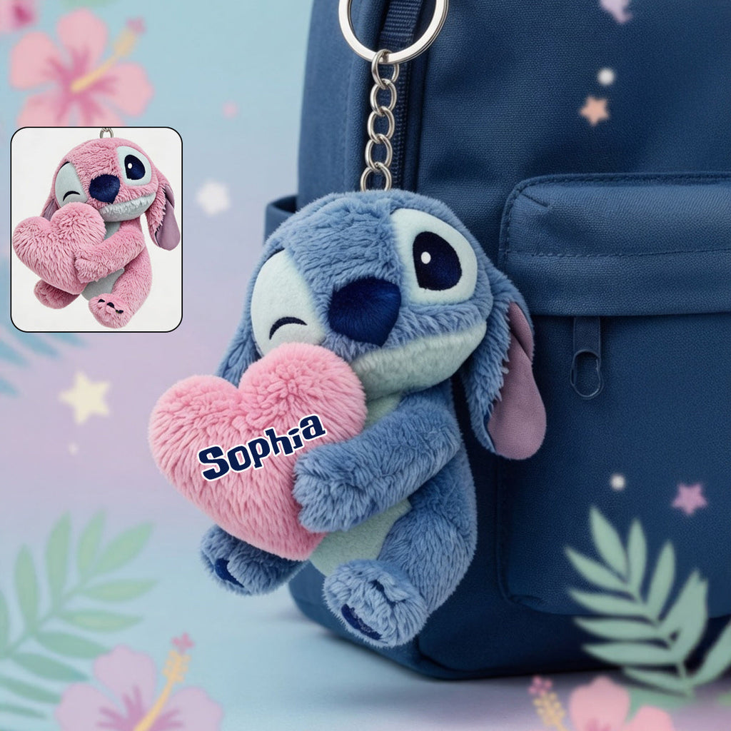 Personalized Ohana Plush Keychain Custom Name Gift for Family Plush Keychain GradoCreations