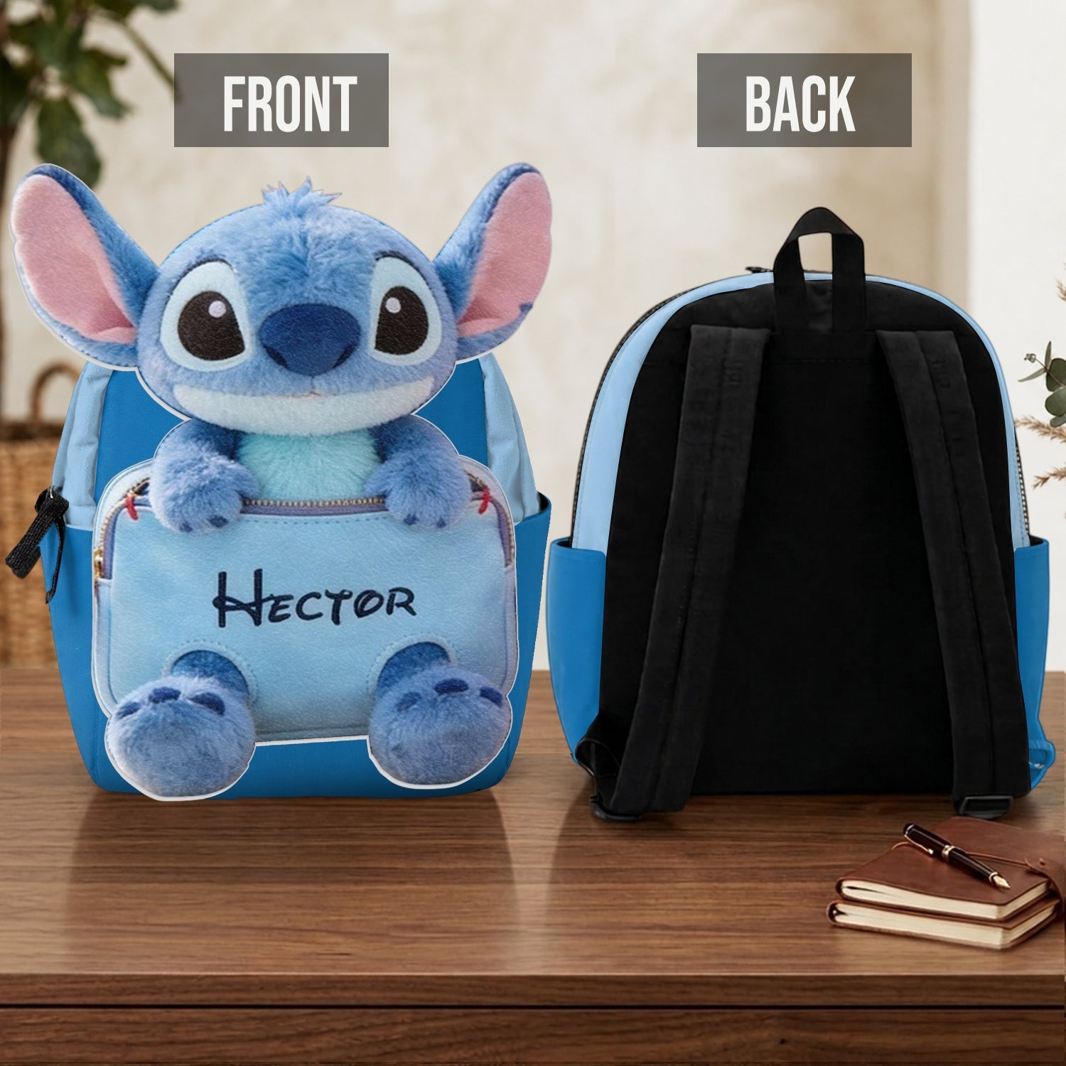 Personalized Ohana Changeable Leather Patch Backpack for Kids Changeable Leather Patch Backpack GradoCreations