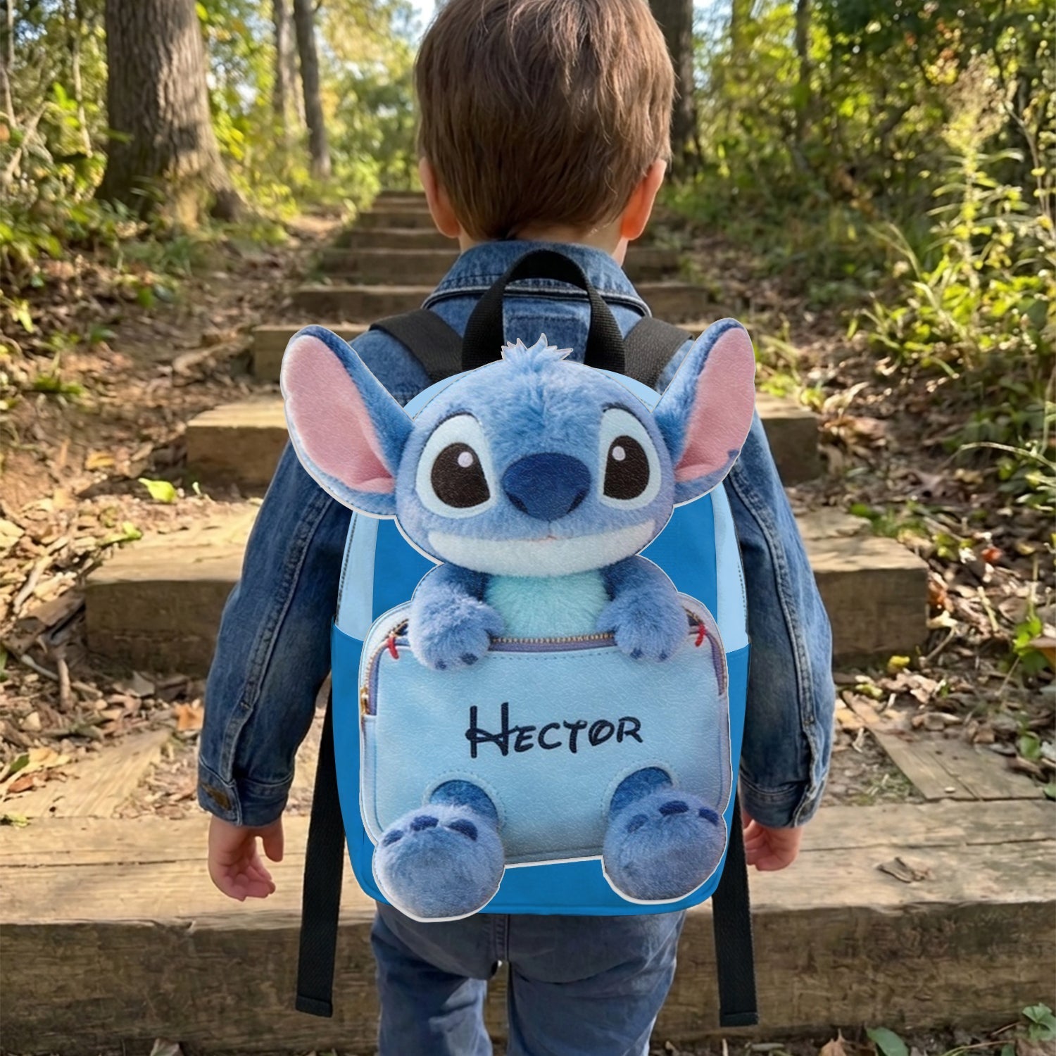 Personalized Ohana Changeable Leather Patch Backpack for Kids Changeable Leather Patch Backpack GradoCreations