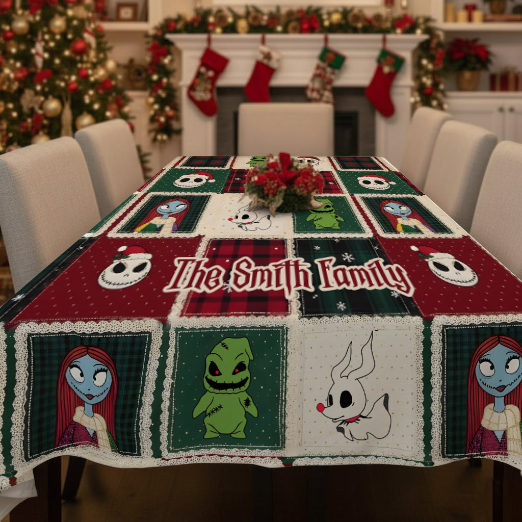 Personalized Nightmare Before Christmas Table Cloth Cover for Family Table Cloth Cover GradoCreations