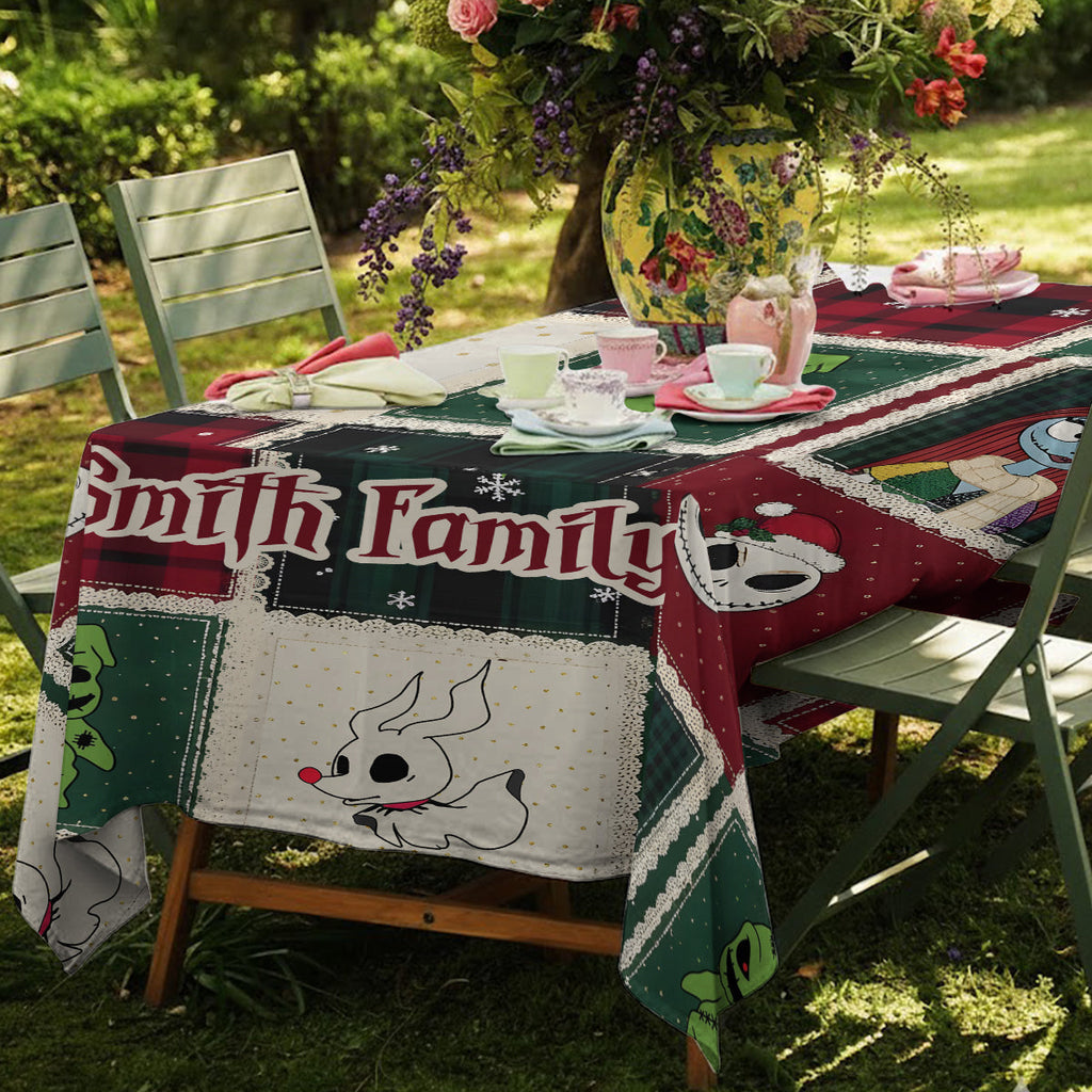 Personalized Nightmare Before Christmas Table Cloth Cover for Family Table Cloth Cover GradoCreations