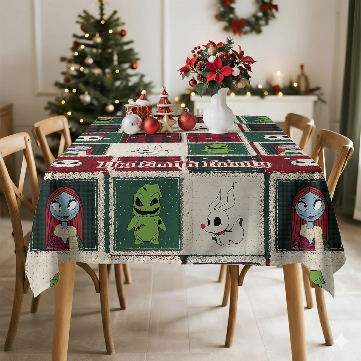 Personalized Nightmare Before Christmas Table Cloth Cover for Family Table Cloth Cover GradoCreations