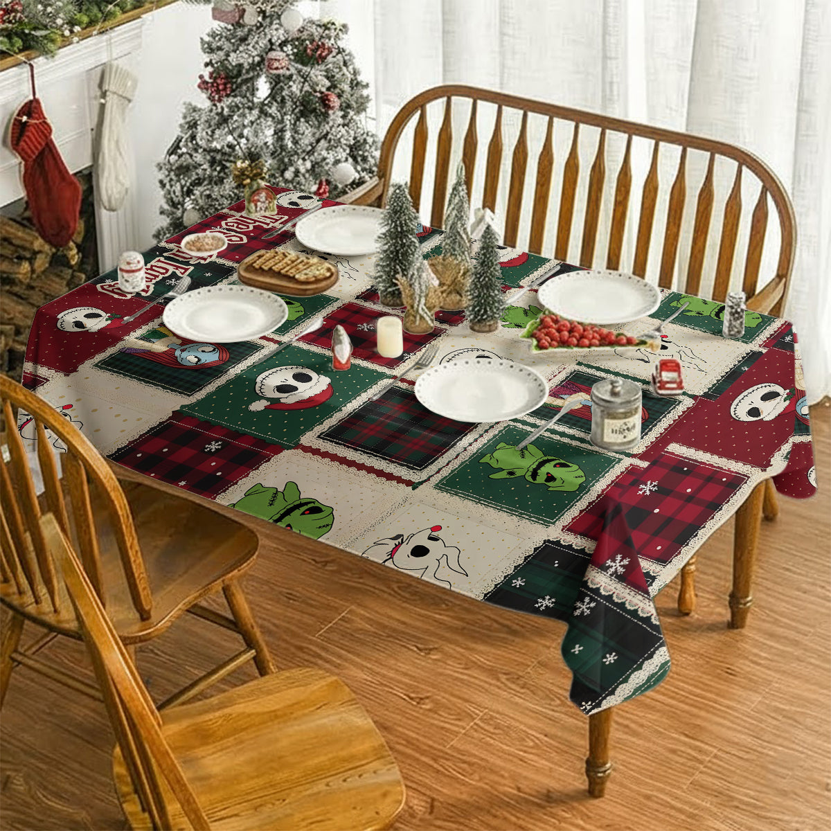 Personalized Nightmare Before Christmas Table Cloth Cover for Family Table Cloth Cover GradoCreations