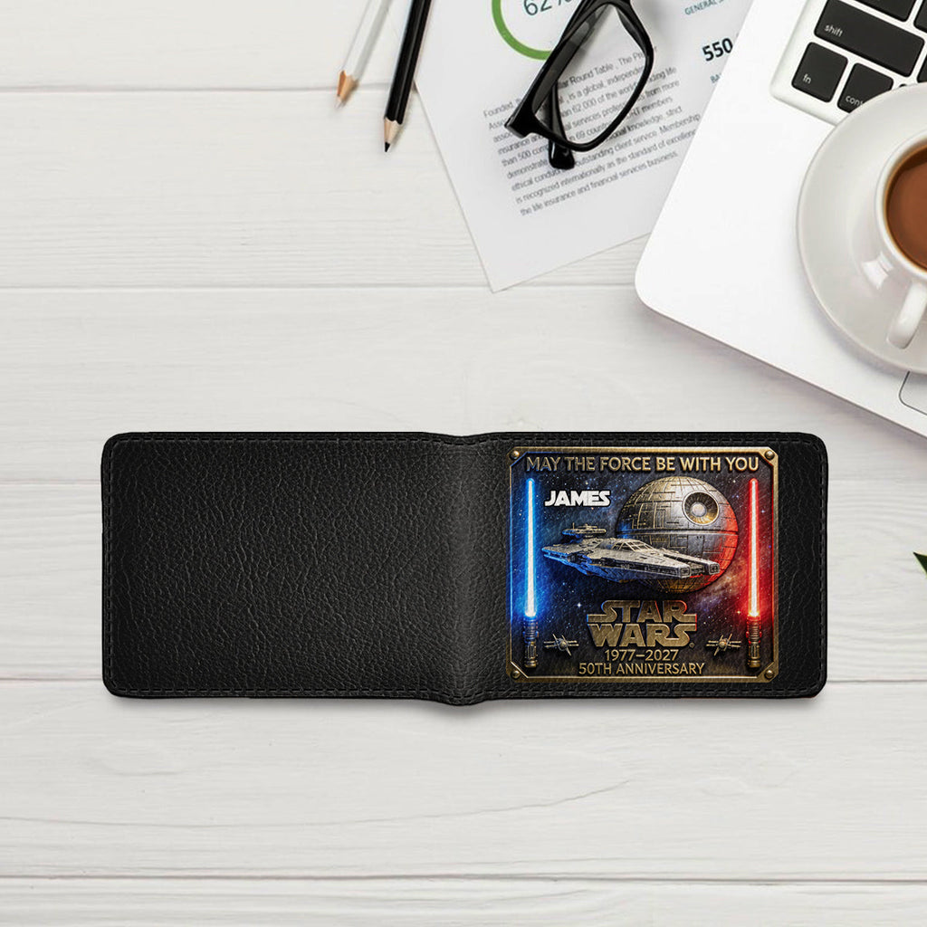 Personalized Star Wars 50th Anniversary Leather Wallet Gift Leather Wallet 2 GradoCreations