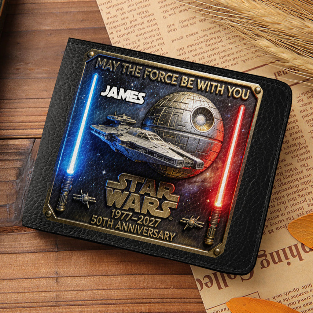 Personalized Star Wars 50th Anniversary Leather Wallet Gift Leather Wallet 2 GradoCreations
