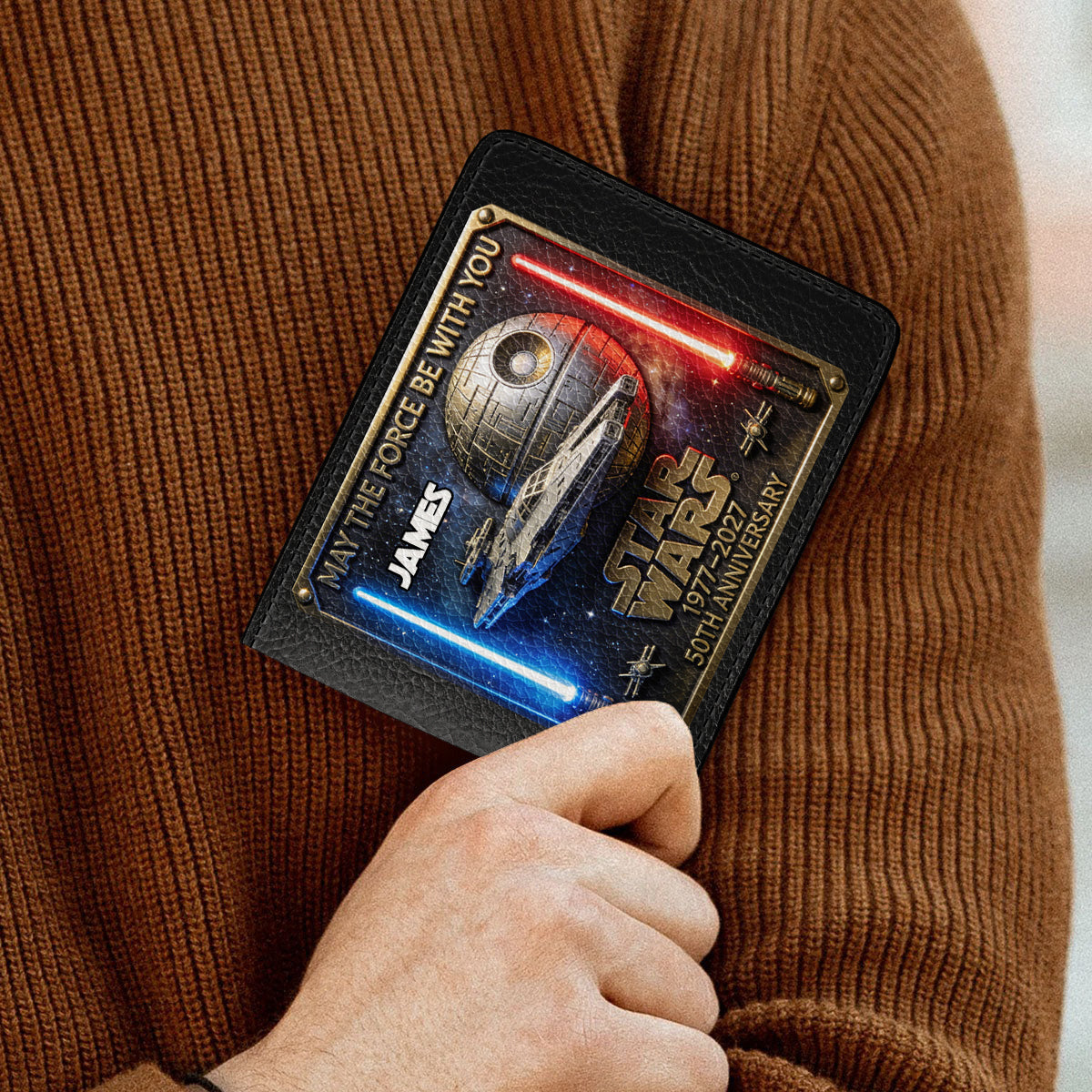 Personalized Star Wars 50th Anniversary Leather Wallet Gift Leather Wallet 2 GradoCreations