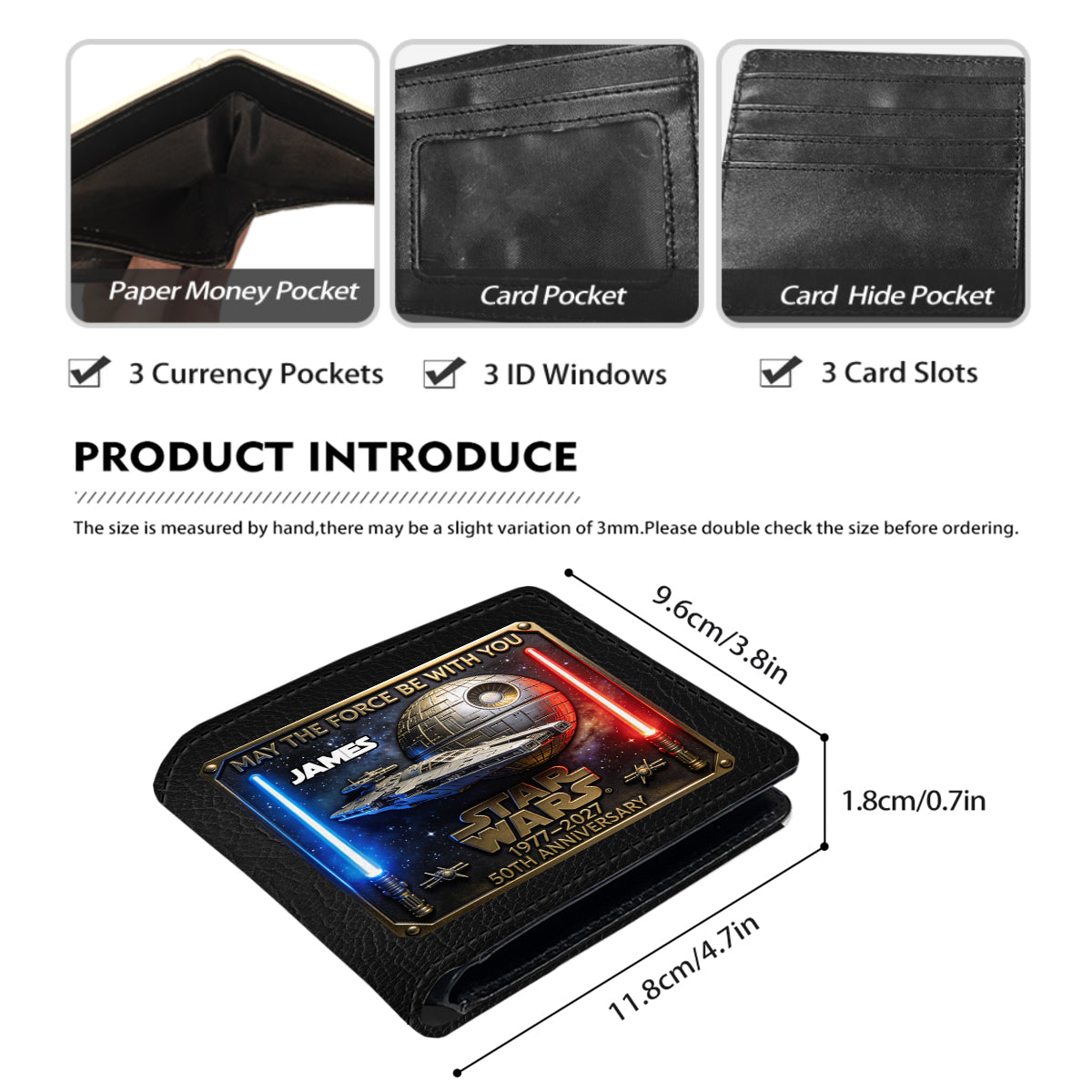 Personalized Star Wars 50th Anniversary Leather Wallet Gift Leather Wallet 2 GradoCreations