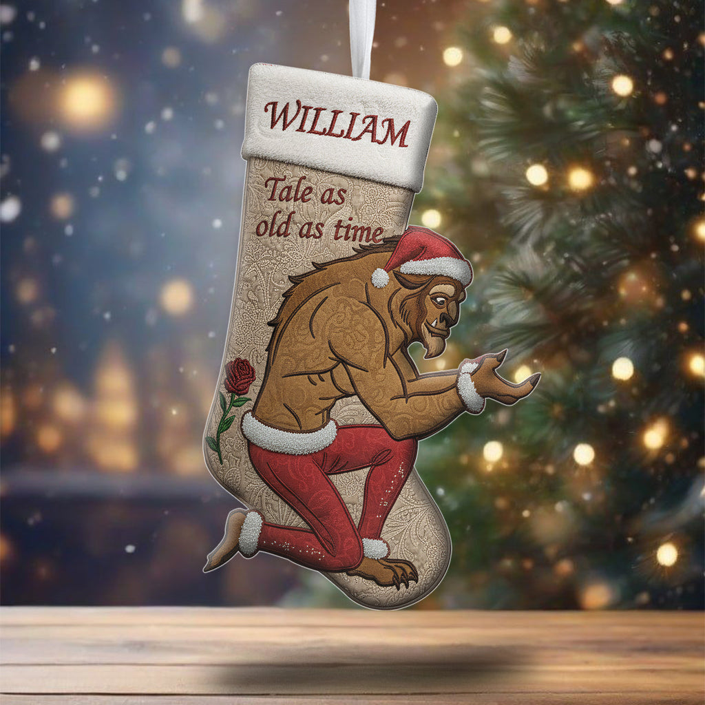 Personalized Beauty And The Beast Shaped Christmas Stocking Gift Shaped Christmas Stocking GradoCreations