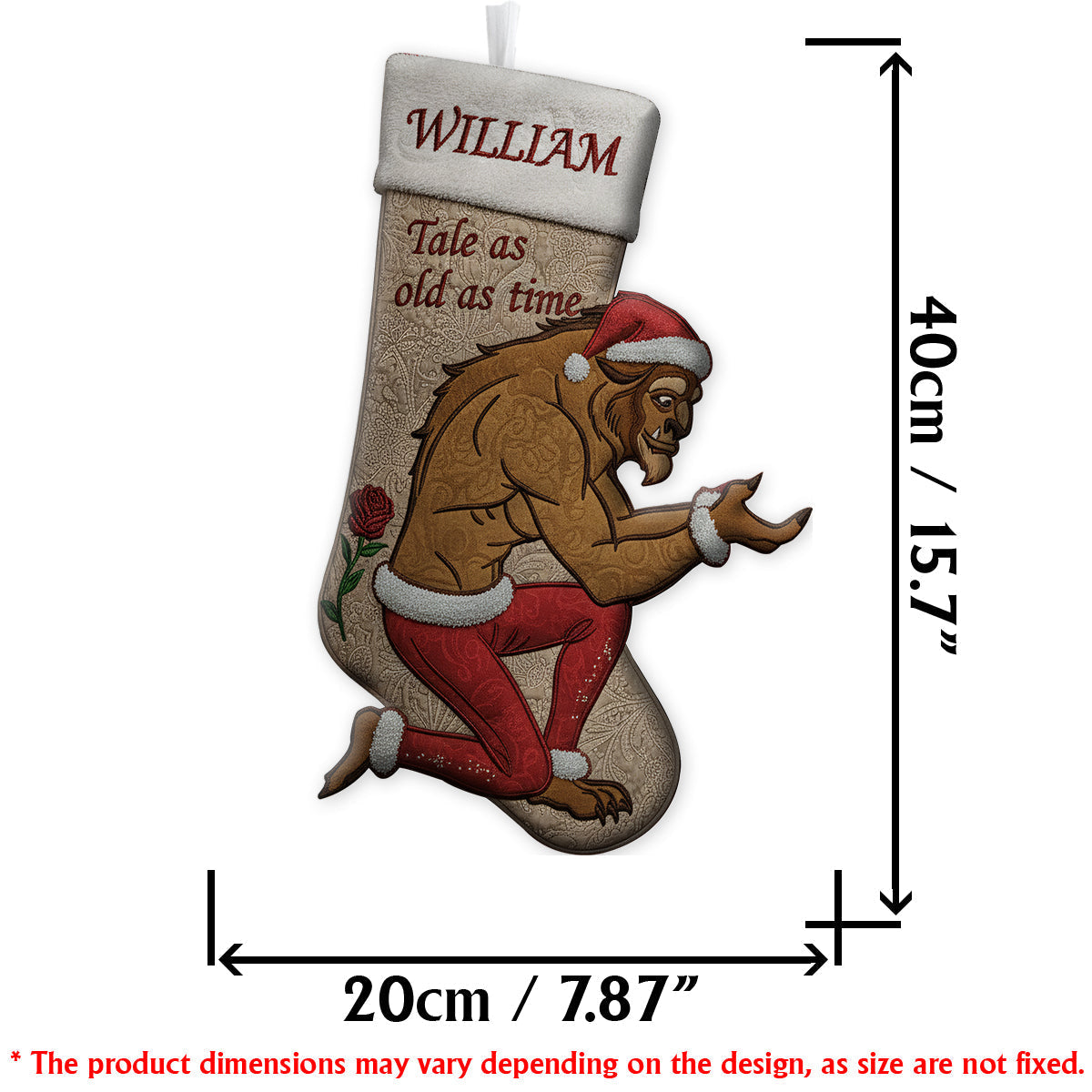 Personalized Beauty And The Beast Shaped Christmas Stocking Gift Shaped Christmas Stocking GradoCreations