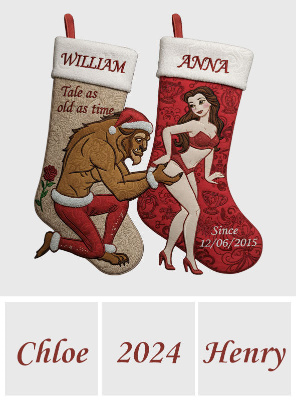 Personalized Beauty And The Beast Shaped Christmas Stocking Gift Shaped Christmas Stocking GradoCreations