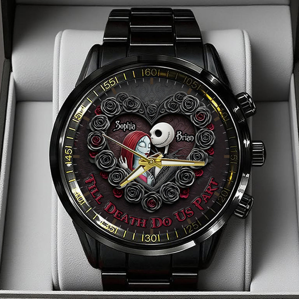 Personalized Black Stainless Steel Hand Watch for Couples | Till Our Last Breath Gift Hand Watch GradoCreations