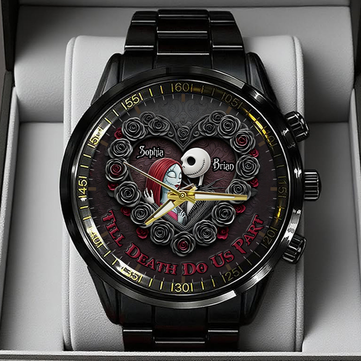 Personalized Black Stainless Steel Hand Watch for Couples | Till Our Last Breath Gift Hand Watch GradoCreations