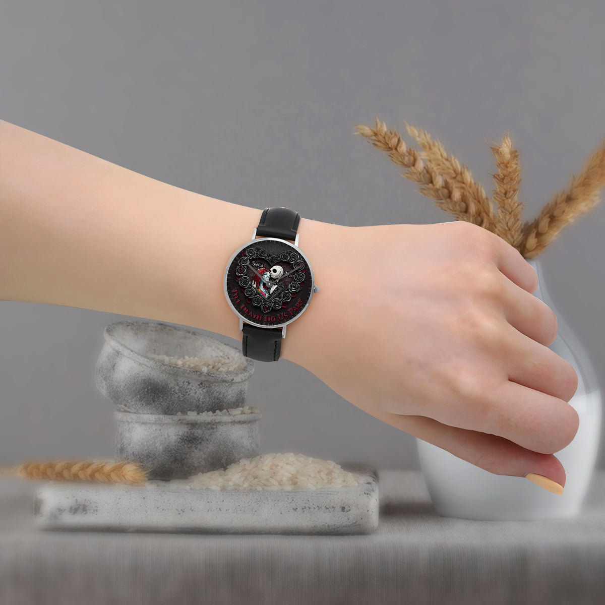 Personalized Black Stainless Steel Hand Watch for Couples | Till Our Last Breath Gift Hand Watch GradoCreations
