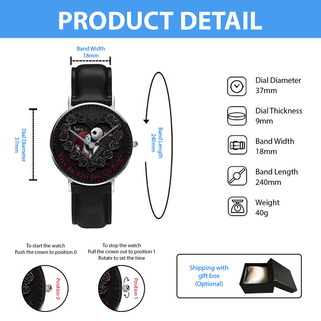 Personalized Black Stainless Steel Hand Watch for Couples | Till Our Last Breath Gift Hand Watch GradoCreations