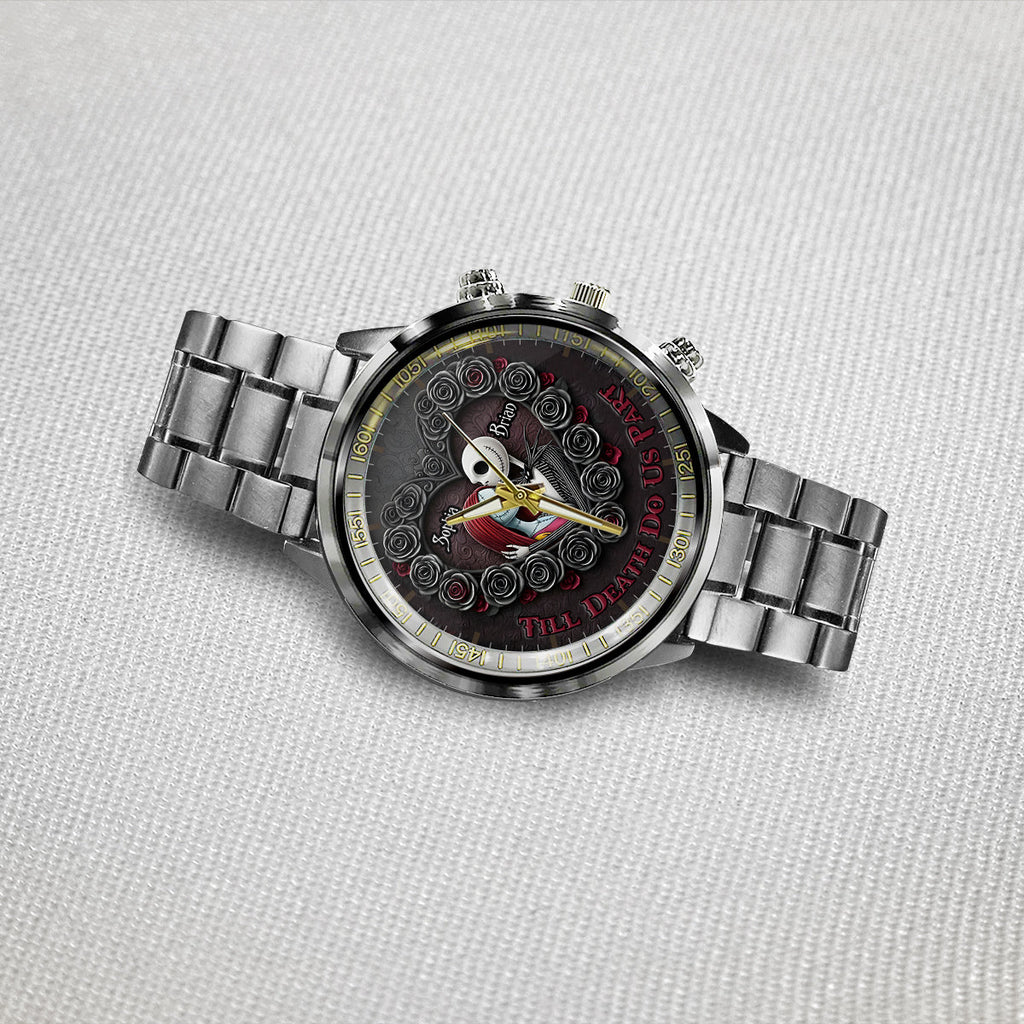 Personalized Black Stainless Steel Hand Watch for Couples | Till Our Last Breath Gift Hand Watch GradoCreations