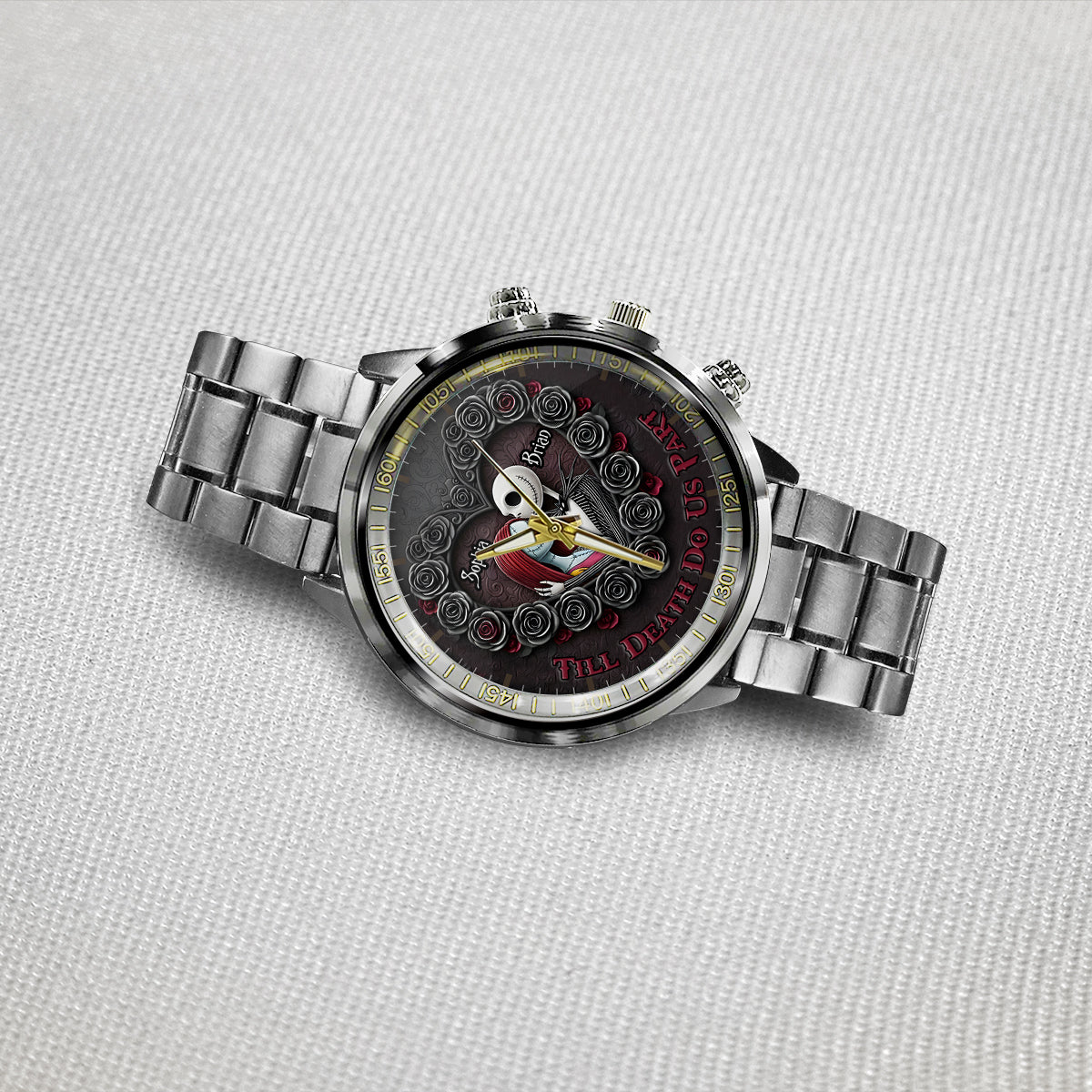 Personalized Black Stainless Steel Hand Watch for Couples | Till Our Last Breath Gift Hand Watch GradoCreations