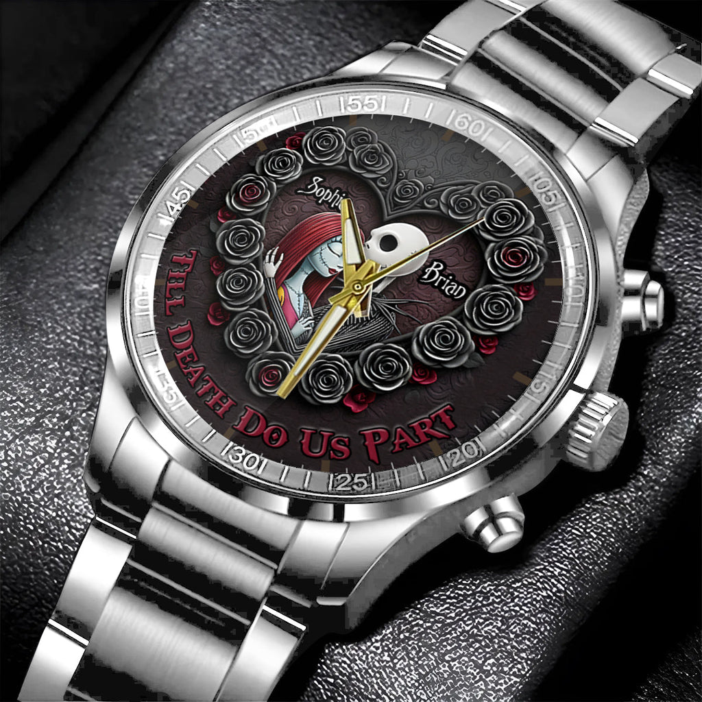 Personalized Black Stainless Steel Hand Watch for Couples | Till Our Last Breath Gift Hand Watch GradoCreations