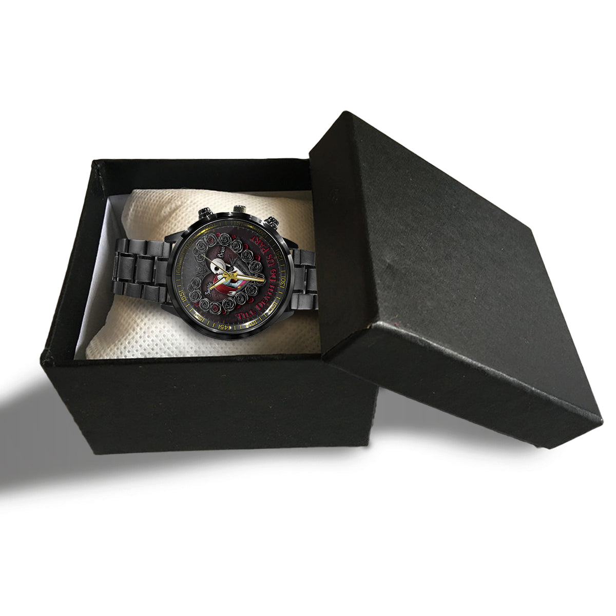 Personalized Black Stainless Steel Hand Watch for Couples | Till Our Last Breath Gift Hand Watch GradoCreations