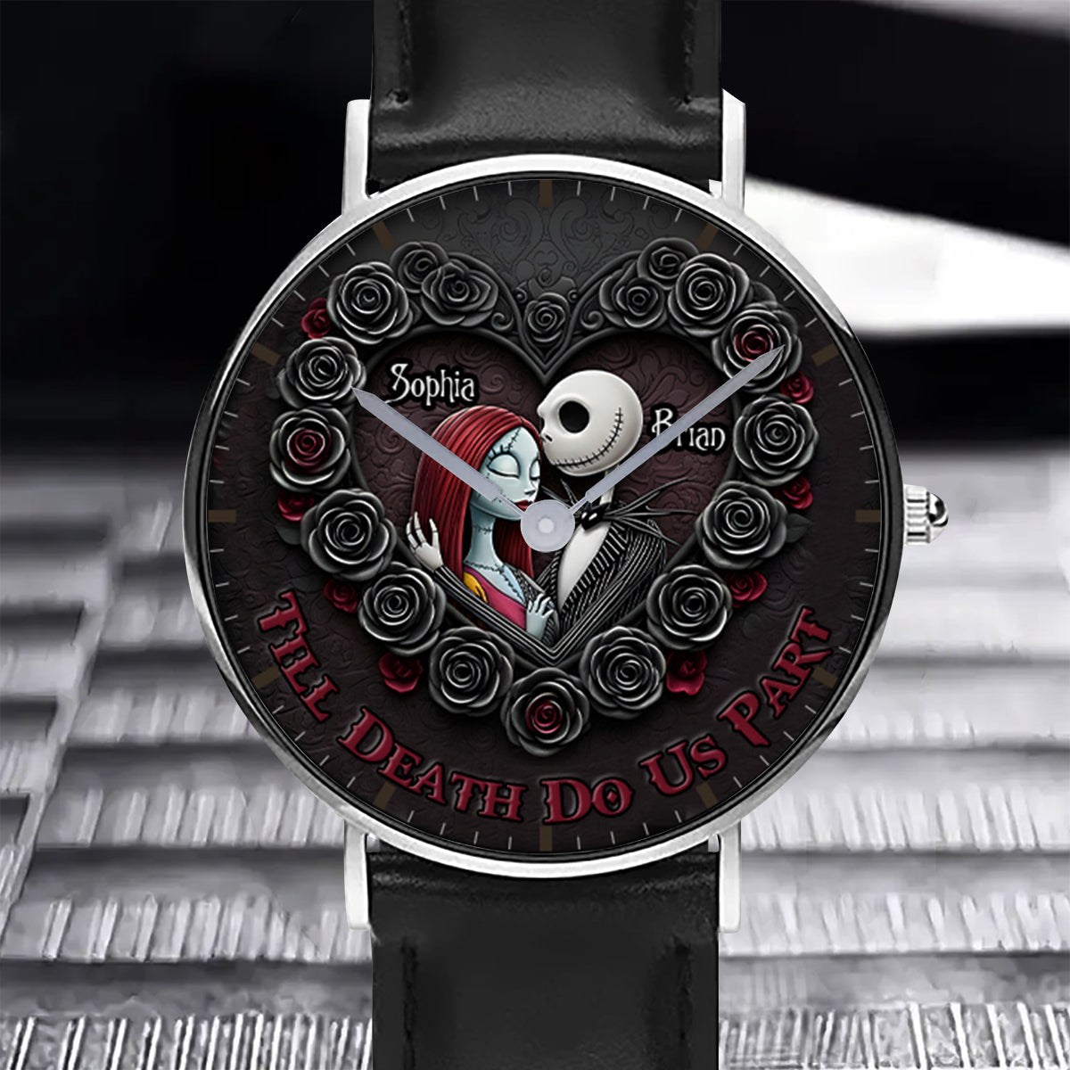 Personalized Black Stainless Steel Hand Watch for Couples | Till Our Last Breath Gift Hand Watch GradoCreations