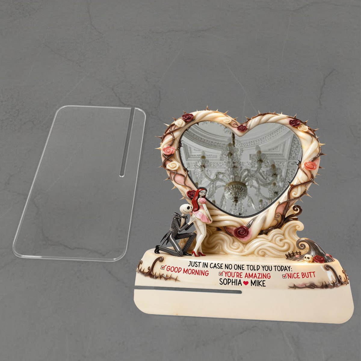 Personalized Heart-Shaped Desk Mirror Custom Name Gift Desk Mirror GradoCreations