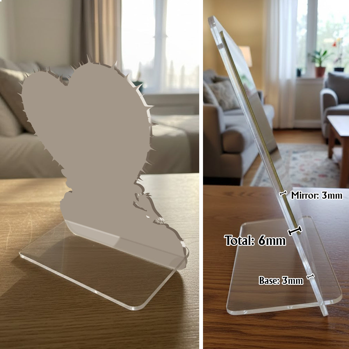 Personalized Heart-Shaped Desk Mirror Custom Name Gift Desk Mirror GradoCreations