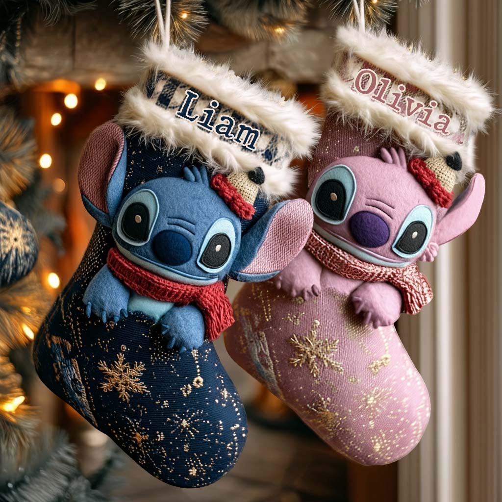 Personalized Ohana Shaped Christmas Stocking Custom Name Gift Shaped Christmas Stocking GradoCreations